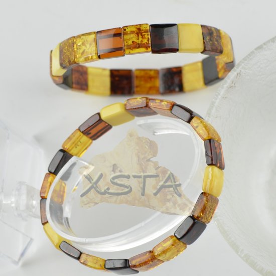 Amber bracelet multicolor beads 21 cm